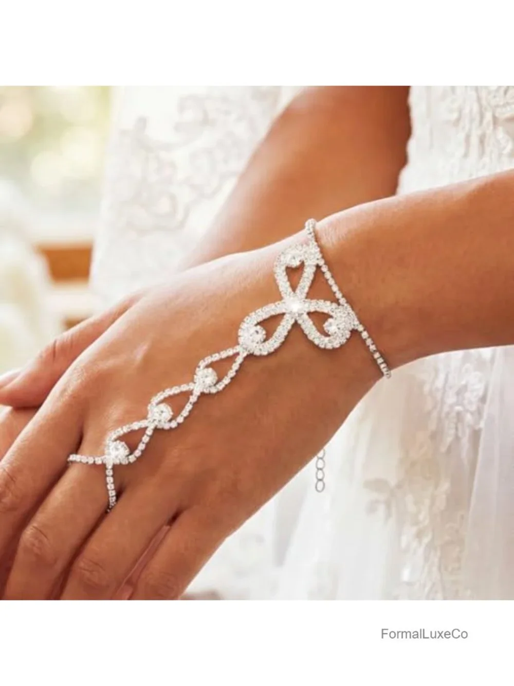 Rhinestone Fingerless Gloves Sparkle Prom Hand Jewelry Women
